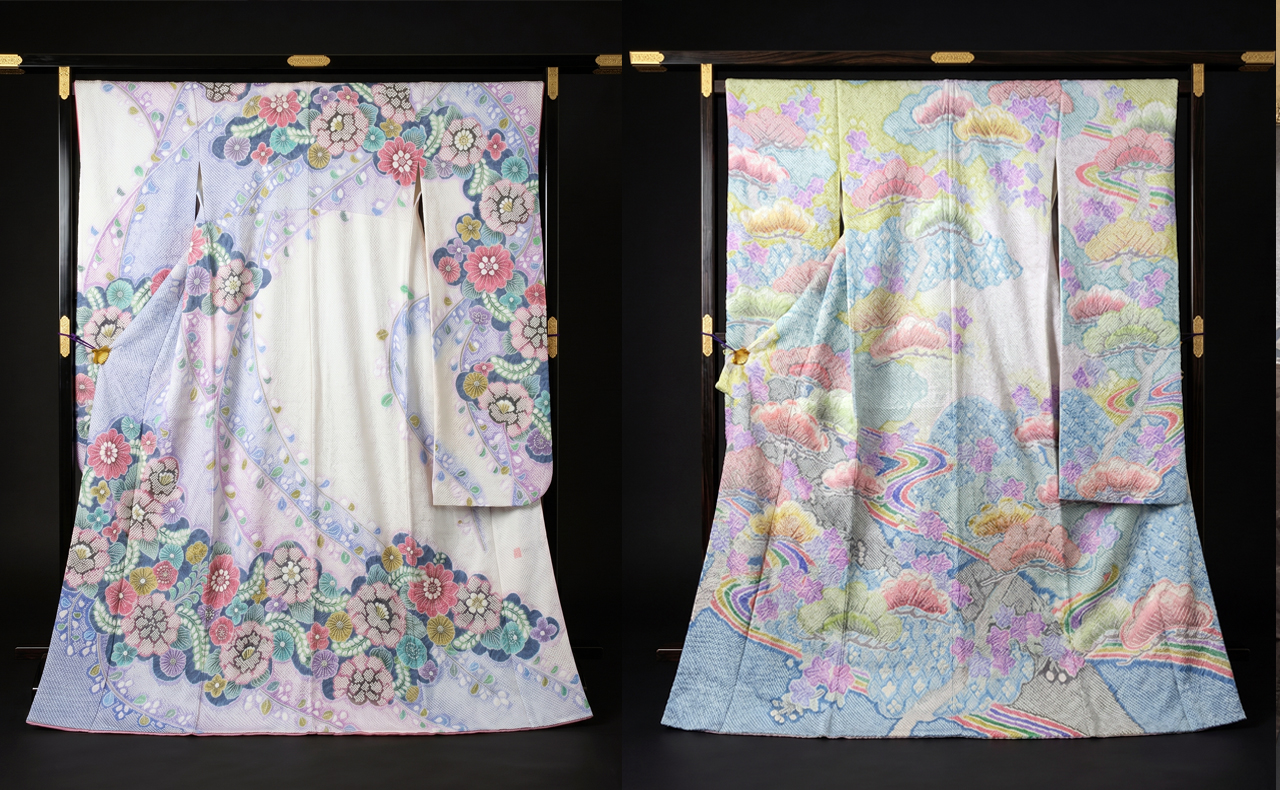 左:福原愛さん着用の振袖 右:最後の大作